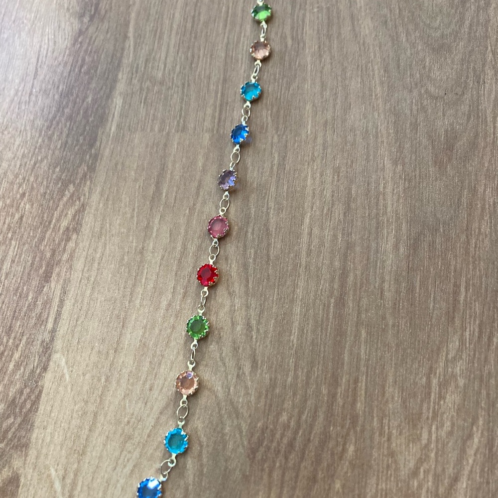 Elegant Multi-Color Gemstone Jelly bean Bracelet 18KT gold plated
